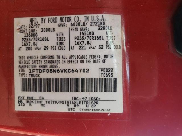 Photo 10 from auction – 1997 FORD F150 with VIN 1FTDF08W6VKC64702