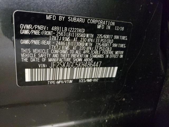 Photo 10 from auction – 2019 SUBARU FORESTER P with VIN JF2SKAGC5KH486447