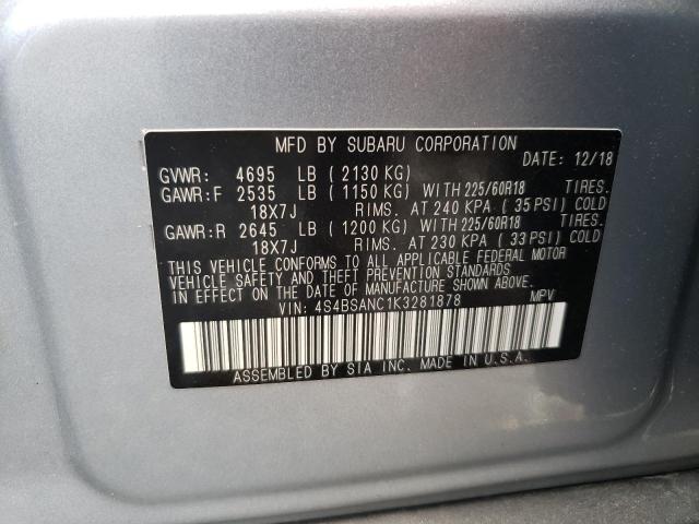 Photo 10 from auction – 2019 SUBARU OUTBACK 2. with VIN 4S4BSANC1K3281878