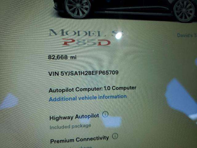 Photo 8 from auction – 2014 TESLA MODEL S with VIN 5YJSA1H28EFP65709