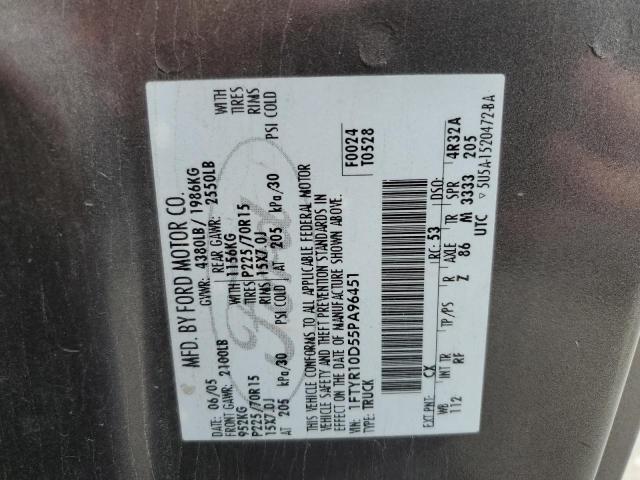 Photo 10 from auction – 2005 FORD RANGER with VIN 1FTYR10D55PA96451
