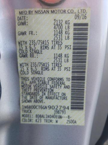Photo 10 from auction – 2016 NISSAN FRONTIER S with VIN 1N6BD0CT6GN902794