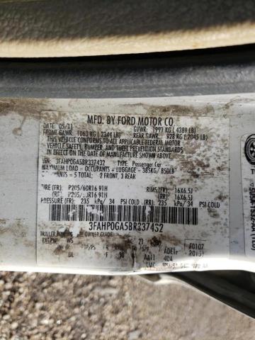 Photo 10 from auction – 2011 FORD FUSION S with VIN 3FAHP0GA5BR337432