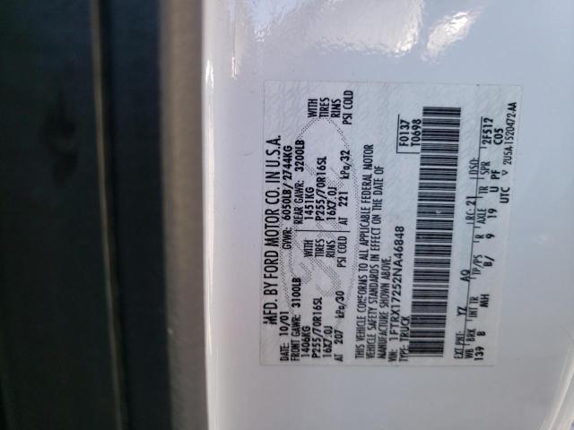 Photo 10 from auction – 2002 FORD F150 with VIN 1FTRX17252NA46848