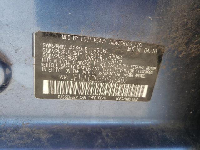 Photo 10 from auction – 2010 SUBARU IMPREZA 2. with VIN JF1GE6B65AH516402