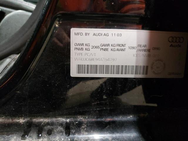 Photo 10 from auction – 2004 AUDI A4 1.8T with VIN WAUJC68E94A154797