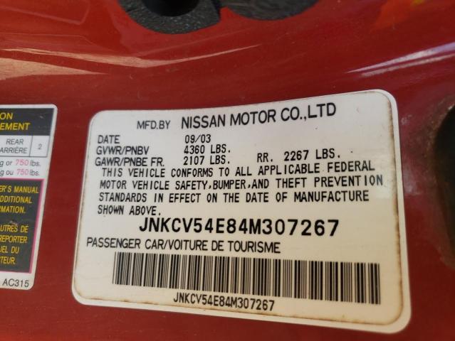 Photo 10 from auction – 2004 INFINITI G35 with VIN JNKCV54E84M307267