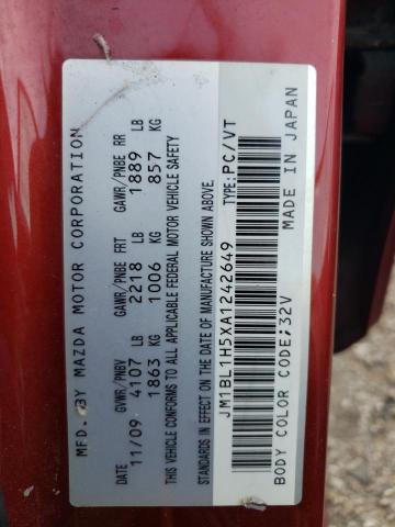 Photo 10 from auction – 2010 MAZDA 3 S with VIN JM1BL1H5XA1242649