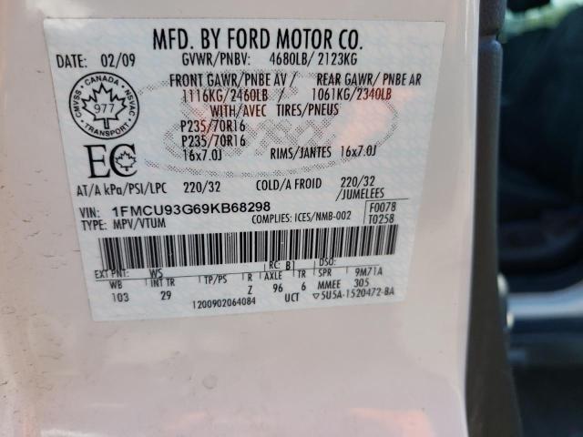 Photo 10 from auction – 2009 FORD ESCAPE XLT with VIN 1FMCU93G69KB68298