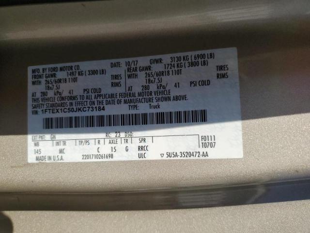 Photo 10 from auction – 2018 FORD F150 SUPER with VIN 1FTEX1C50JKC73184