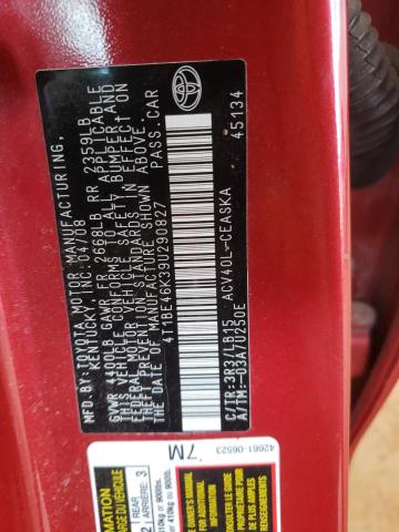 Photo 10 from auction – 2009 TOYOTA CAMRY BASE with VIN 4T1BE46K39U290827