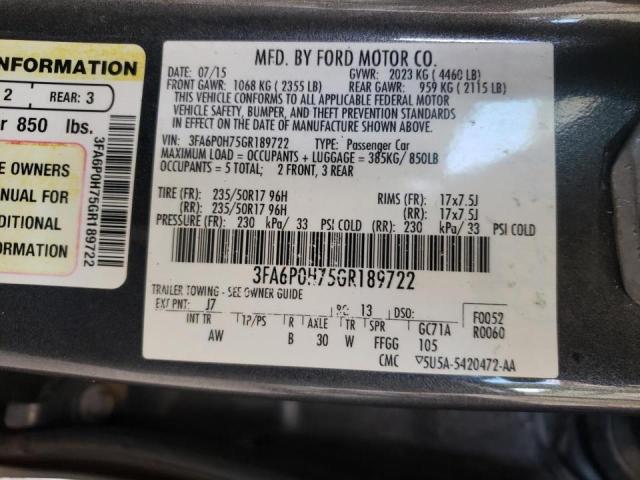 Photo 10 from auction – 2016 FORD FUSION SE with VIN 3FA6P0H75GR189722