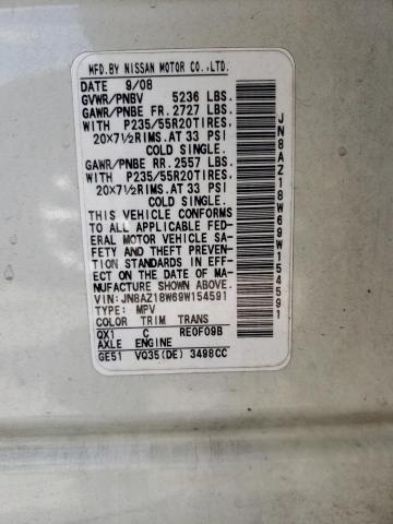 Photo 10 from auction – 2009 NISSAN MURANO S with VIN JN8AZ18W69W154591