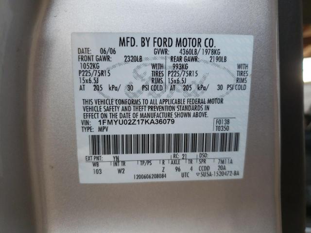 Photo 10 from auction – 2007 FORD ESCAPE XLS with VIN 1FMYU02Z17KA36079