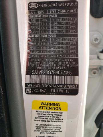 Photo 10 from auction – 2015 LAND ROVER RANGE ROVE with VIN SALVP2BG7FH072095