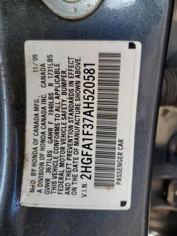 Photo 10 from auction – 2010 HONDA CIVIC VP with VIN 2HGFA1F37AH520581