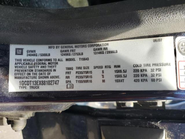 Photo 10 from auction – 2008 CHEVROLET COLORADO with VIN 1GCDT13EX88102747
