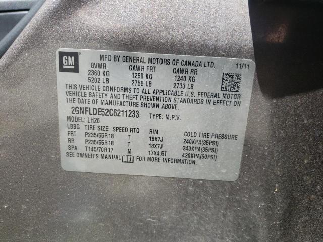 Foto 10 de la subasta – 2012 CHEVROLET EQUINOX LT con VIN 2GNFLDE52C6211233