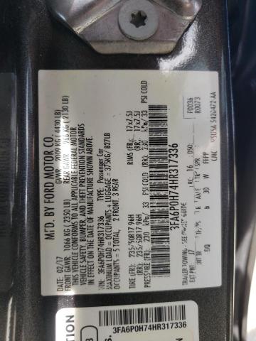 Photo 10 from auction – 2017 FORD FUSION SE with VIN 3FA6P0H74HR317336
