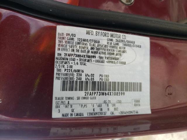 Photo 10 from auction – 2004 FORD CROWN VICT with VIN 2FAFP73W64X108599