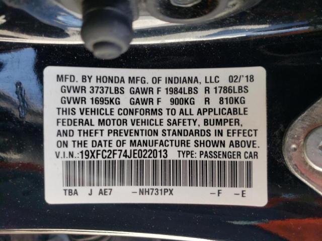 Photo 10 from auction – 2018 HONDA CIVIC EX with VIN 19XFC2F74JE022013
