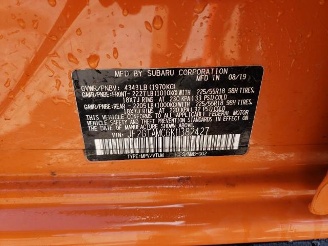 Photo 10 from auction – 2019 SUBARU CROSSTREK with VIN JF2GTAMC6KH382427