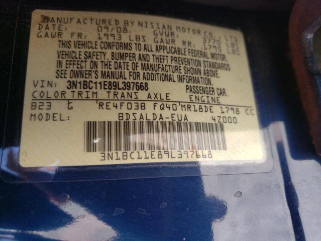 Photo 10 from auction – 2009 NISSAN VERSA S with VIN 3N1BC11E89L397668