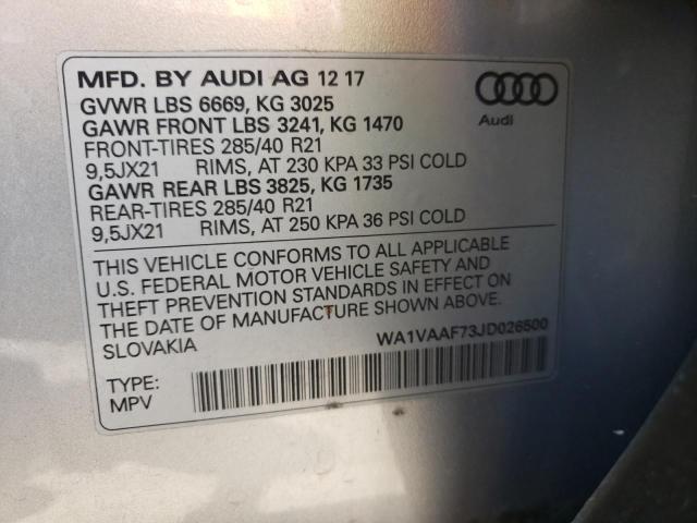 Photo 10 from auction – 2018 AUDI Q7 PRESTIG with VIN WA1VAAF73JD026500