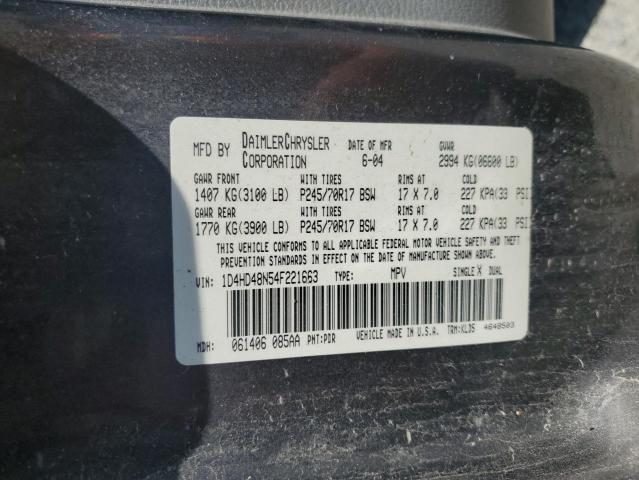 Photo 10 from auction – 2004 DODGE DURANGO SL with VIN 1D4HD48N54F221663