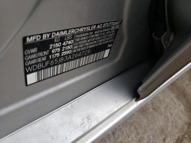 Photo 10 from auction – 2003 MERCEDES-BENZ E 320 with VIN WDBUF65J83A264729