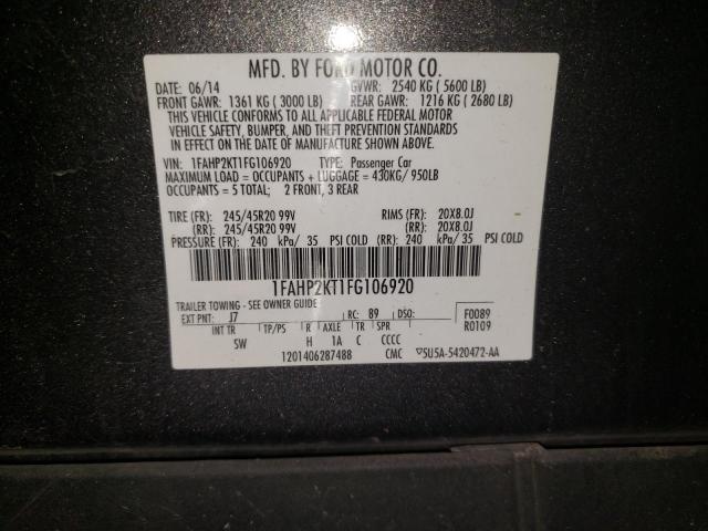 Photo 10 from auction – 2015 FORD TAURUS SHO with VIN 1FAHP2KT1FG106920