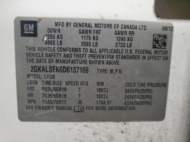 Photo 10 from auction – 2013 GMC TERRAIN SL with VIN 2GKALSEK6D6137169