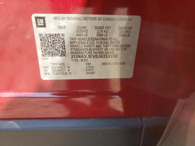 Photo 10 from auction – 2018 CHEVROLET EQUINOX LT with VIN 2GNAXJEV0J6318338