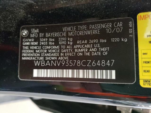 Photo 10 from auction – 2008 BMW 535 XI with VIN WBANV93578CZ64847