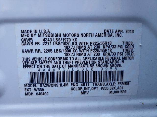 Photo 10 from auction – 2013 MITSUBISHI OUTLANDER with VIN 4A4AP3AU5DE019258