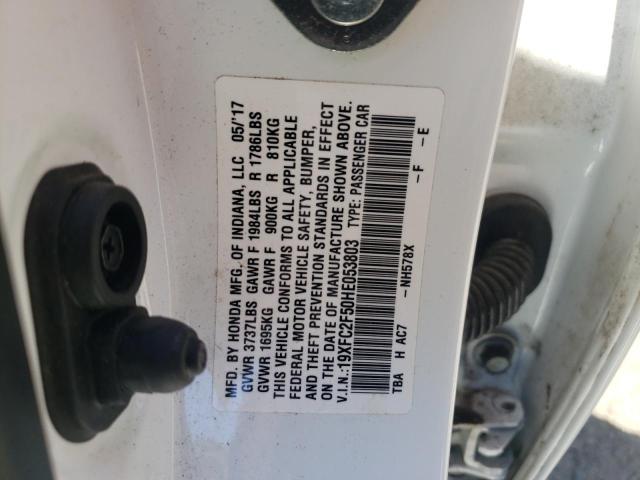 Photo 10 from auction – 2017 HONDA CIVIC LX with VIN 19XFC2F50HE053803