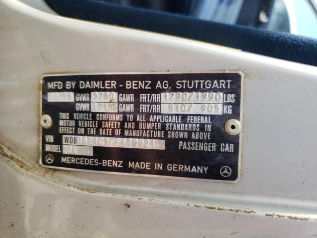 Photo 10 from auction – 1985 MERCEDES-BENZ 190-CLASS with VIN WDBDA24C3FF140921