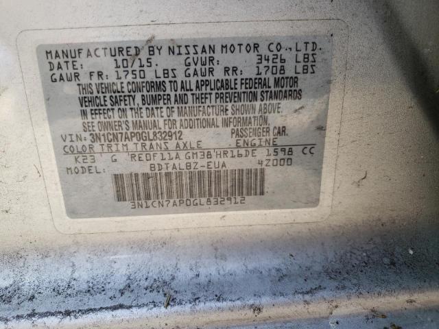 Photo 10 from auction – 2016 NISSAN VERSA S with VIN 3N1CN7AP0GL832912