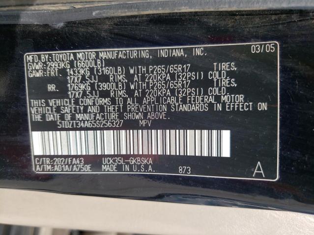 Photo 10 from auction – 2005 TOYOTA SEQUOIA SR with VIN 5TDZT34A65S256327