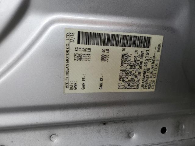 Photo 10 from auction – 2019 NISSAN MAXIMA S with VIN 1N4AA6AV6KC365191