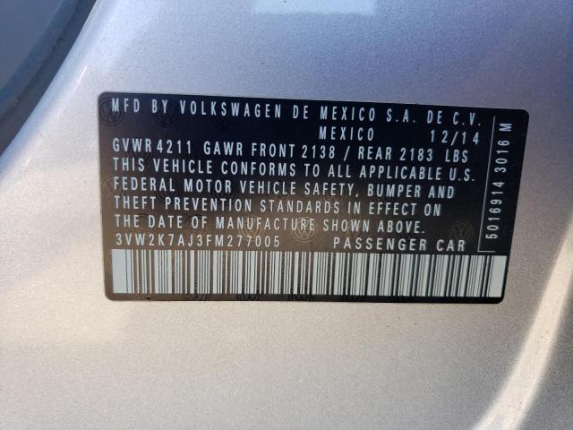 Photo 10 from auction – 2015 VOLKSWAGEN JETTA BASE with VIN 3VW2K7AJ3FM277005