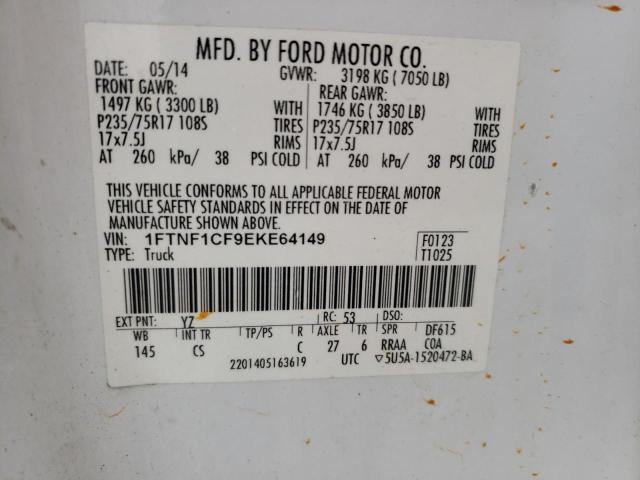 Photo 10 from auction – 2014 FORD F150 with VIN 1FTNF1CF9EKE64149