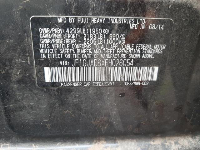 Photo 10 from auction – 2014 SUBARU IMPREZA PR with VIN JF1GJAD6XEH026054