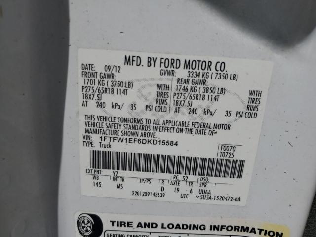 Photo 10 from auction – 2013 FORD F150 SUPER with VIN 1FTFW1EF6DKD15584