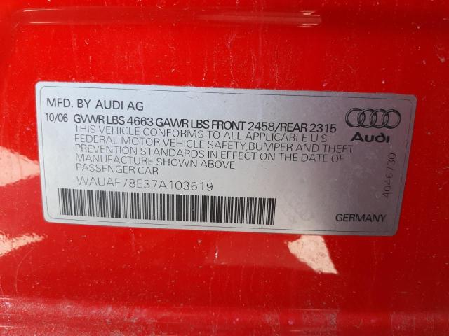 Photo 10 from auction – 2007 AUDI A4 2 with VIN WAUAF78E37A103619