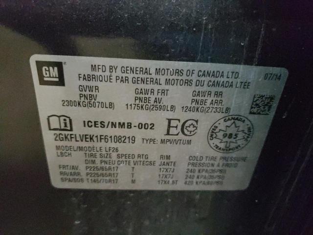 Photo 10 from auction – 2015 GMC TERRAIN SL with VIN 2GKFLVEK1F6108219