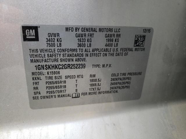 Photo 10 from auction – 2016 CHEVROLET SUBURBAN K with VIN 1GNSKHKC2GR252239