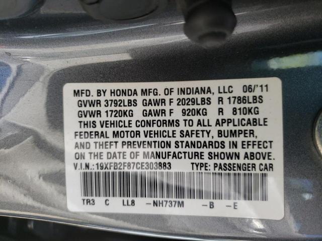 Photo 10 from auction – 2012 HONDA CIVIC EX with VIN 19XFB2F87CE303883