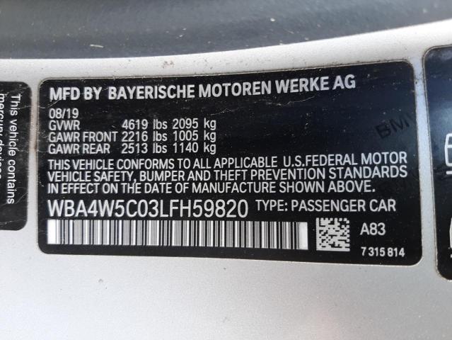 Photo 10 from auction – 2020 BMW 430XI with VIN WBA4W5C03LFH59820