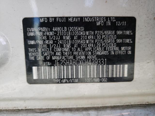 Photo 10 from auction – 2012 SUBARU FORESTER 2 with VIN JF2SHABCXCH429331